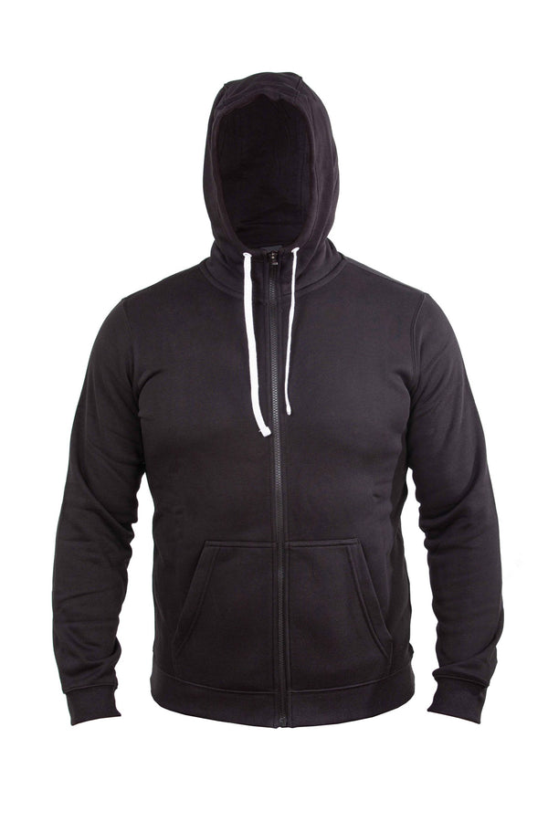 WBH1007 - Black Men Zip-up Hoodie